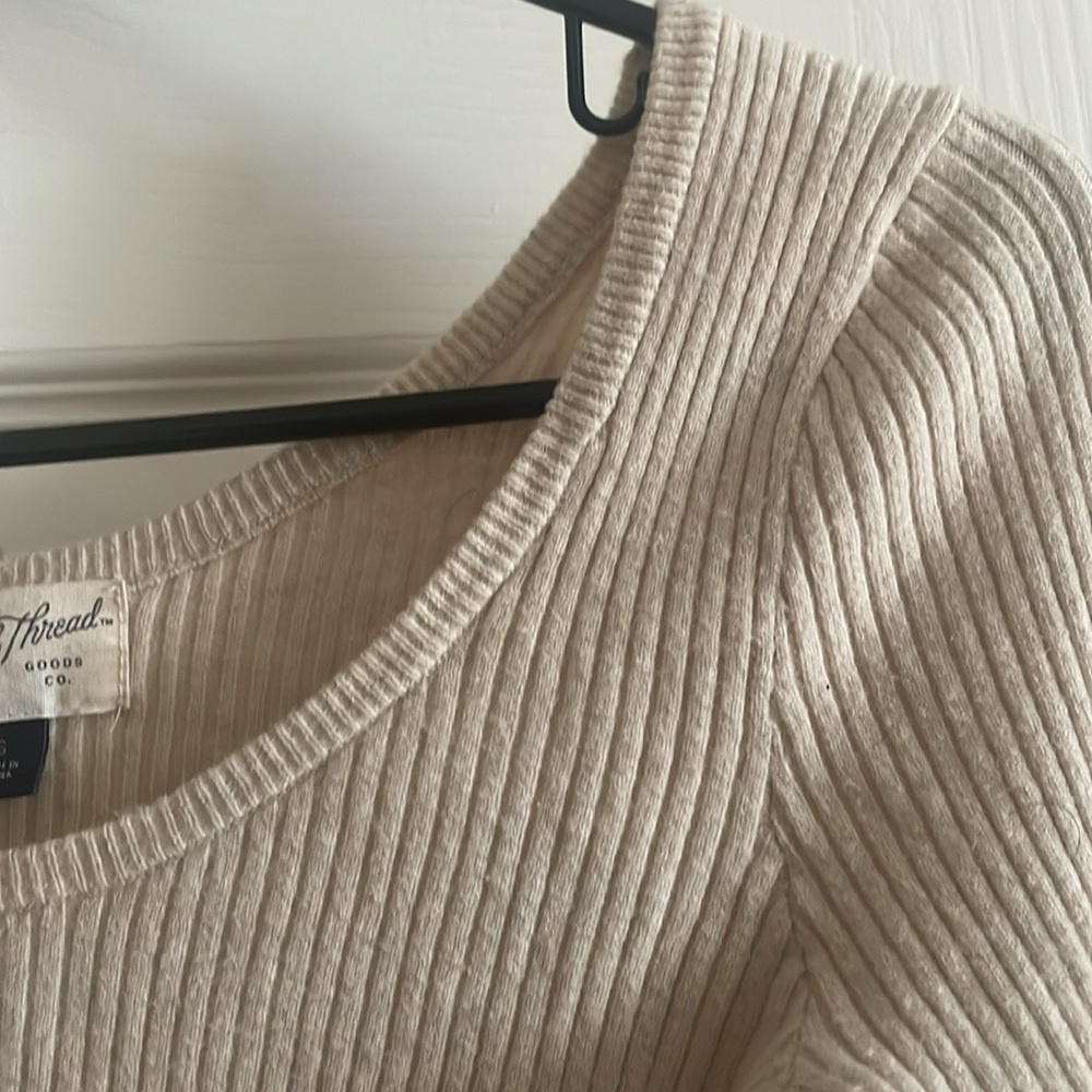 Universal Thread Women's Beige Ribbed Sweater - Picture 4 of 5